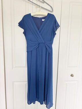 Knot-Waist Midi Dress in Deep Blue